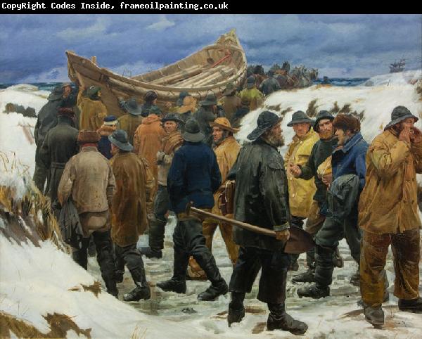 Michael Ancher The Lifeboat is Taken through the Dunes